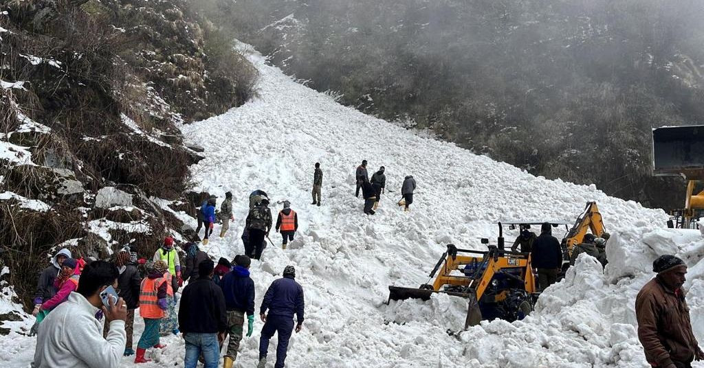 rescue team members search for survivors after an avalanche in the northeastern state of sikkim india photo reuters