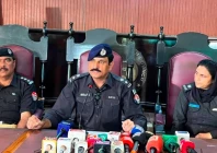 haripur district police officer shafiullah gandapur addressing a press conference photo via facebook
