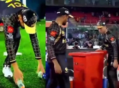 watch babar azam and co set great example clean up litter from dugout watch babar azam and co set great example clean up litter from dugout