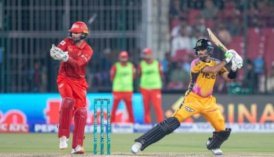 peshawar zalmi captain babar azam plays a shot during his 103 run knock against islamabad united in the psl 10 qualifier on tuesday photo psl x
