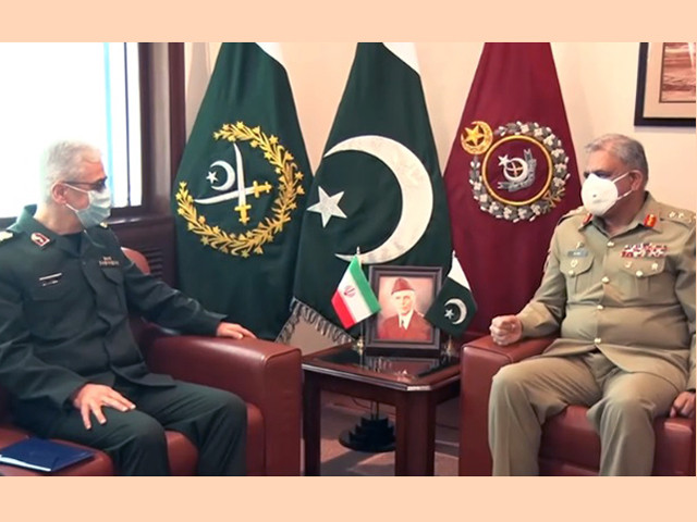 chief of general staff cgs of armed forces of the islamic republic of iran major general mohammad bagheri meets coas gen qamar at ghq screengrab