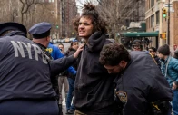 counter protester emir balat is detained by new york police department nypd officers outside gracie mansion the official residence of new york mayor zohran mamdani during an anti islam protest led by far right activist jake lang in new york city new york us march 7 2026