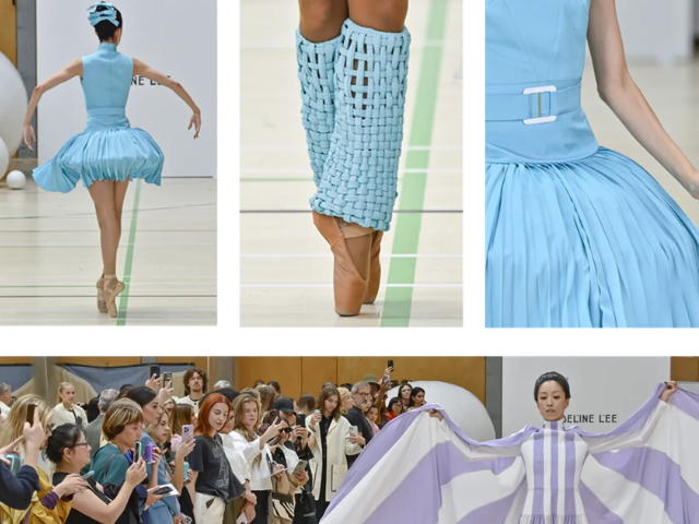A school sports hall is transformed into a ballet stage for Edeline Lee's latest collection. PHOTO: BBC