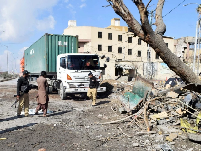 police officers inspect the site after terrorists attacks in quetta on february 1 photo reuters police officers inspect the site after terrorists attacks in quetta on february 1 photo reuters
