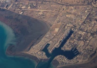 an aerial view of the iranian shores and port of bandar abbas in the strait of hormuz december 10 2023 photo reuters