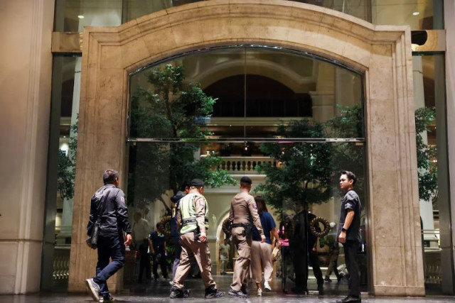 policemen walk inside grand hyatt erawan hotel which believed that at least 6 people have been reported dead in bangkok thailand july 16 2024 photo reuters policemen walk inside grand hyatt erawan hotel which believed that at least 6 people have been reported dead in bangkok thailand july 16 2024 photo reuters