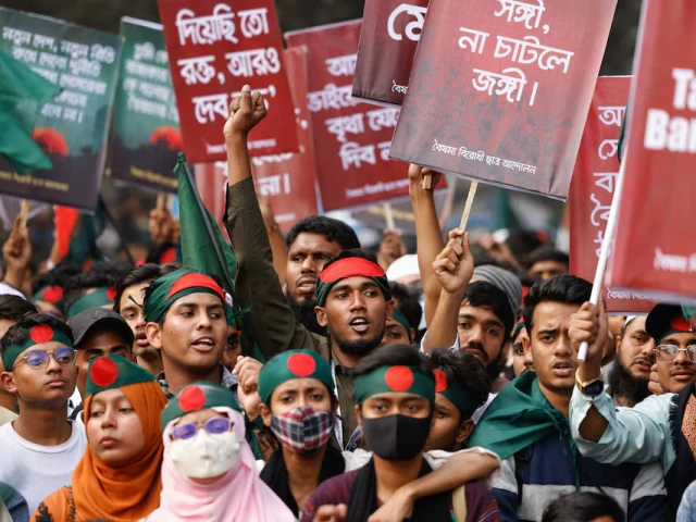 bangladeshis rally in dhaka to mark student uprising sheikh hasina s ouster