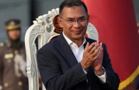 bangladesh s newly sworn in prime minister tarique rahman claps during an oath taking ceremony at the south plaza of the parliament building following bnp s landslide victory in the national polls in dhaka bangladesh february 17 photo reuters