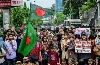 students shout slogans during a protest march as they demand justice for victims arrested and killed in the recent nationwide violence over job quotas in dhaka on aug 3 2024 photo afp