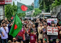 students shout slogans during a protest march as they demand justice for victims arrested and killed in the recent nationwide violence over job quotas in dhaka on aug 3 2024 photo afp