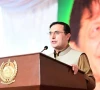 pakistan tehreek e insaf pti chairman barrister gohar ali khan speaking with party workers at an event on august 30 2026 photo meta