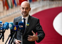 france s foreign affairs minister jean noel barrot speaks to the press as he arrives for the eu foreign affairs council in brussels on february 23 2026 photo afp