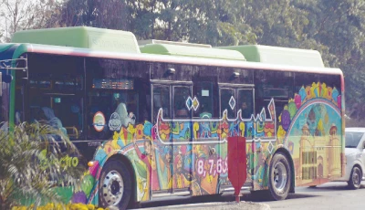 a public transport bus advertises the upcoming basant celebrations in lahore photo online