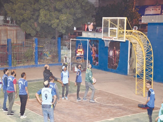 a view of the commissioner karachi cup men s basketball match played at the abdul nasir court on saturday photo app