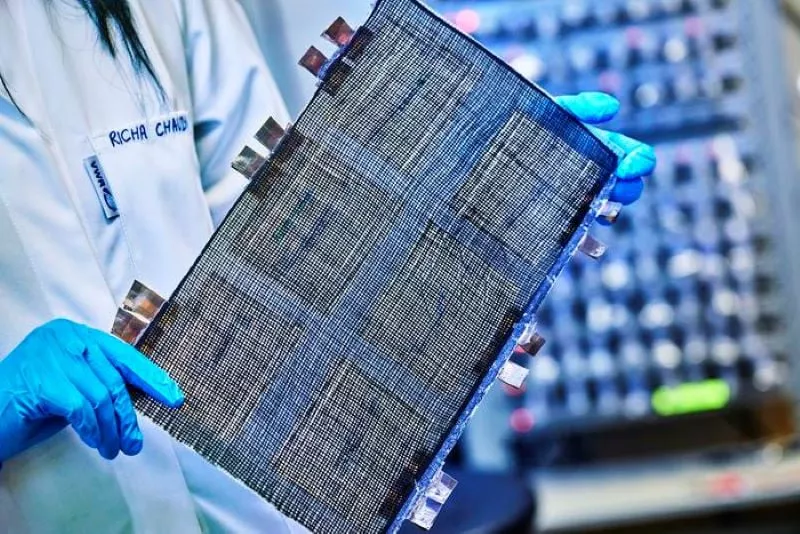 researchers at chalmers university of technology have succeeded in creating a battery made of carbon fibre composite that is as stiff as aluminium and energy dense enough to be used commercially when cars planes ships or computers are built from a material that functions as both a battery and a load bearing structure the weight and energy consumption are radically reduced photo chalmers university of technology henrik sandsj researchers at chalmers university of technology have succeeded in creating a battery made of carbon fibre composite that is as stiff as aluminium and energy dense enough to be used commercially when cars planes ships or computers are built from a material that functions as both a battery and a load bearing structure the weight and energy consumption are radically reduced photo chalmers university of technology henrik sandsj