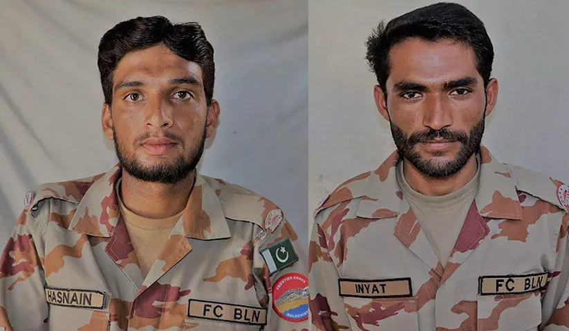 sepoy hasnain ishtiaq shaheed l and sepoy inayat ullah shaheed r martyred during exchange of fire with terrorists at the pak iran border photo ispr sepoy hasnain ishtiaq shaheed l and sepoy inayat ullah shaheed r martyred during exchange of fire with terrorists at the pak iran border photo ispr