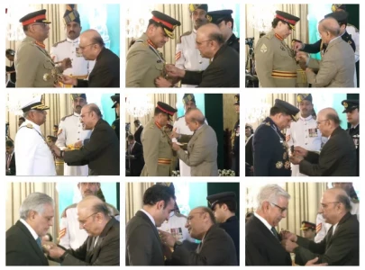 president confers awards on military political leadership for marka e haq s success president confers awards on military political leadership for marka e haq s success