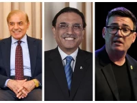 a collage showing president asif ali zardari prime minister shehbaz and incoming uk prime minister andy burnham filephoto