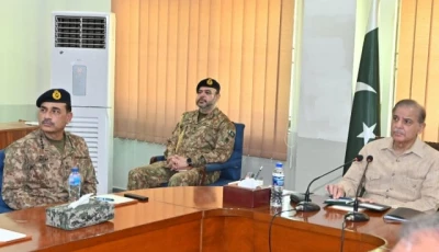 pm shehbaz coas during briefing on the ongoing rescue and relief operations in k p on august 20 photo pid