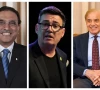 a collage showing president asif ali zardari the incoming uk prime minister andy burnham and prime minister shehbaz sharif filephoto
