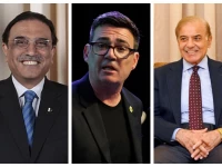 a collage showing president asif ali zardari the incoming uk prime minister andy burnham and prime minister shehbaz sharif filephoto