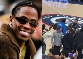 travis scott mistaken for trespasser tackled by security at lakers clippers game