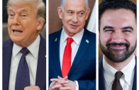 a collage showing president trump israeli prime minister benjamin netanyahu and new york city mayor zohran mamdani filephoto