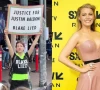 blake lively confronted by justin baldoni protestor at another simple favor sxsw premiere