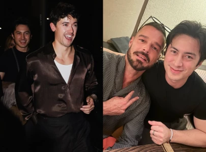 hudson williams joins tom blyth and more at giorgio armani dinner during milan fashion week