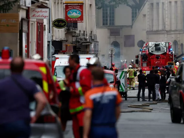 french firefighters and rescue forces work after several buildings on fire following a gas explosion in the fifth arrondissement of paris france june 21 2023 photo reuters french firefighters and rescue forces work after several buildings on fire following a gas explosion in the fifth arrondissement of paris france june 21 2023 photo reuters