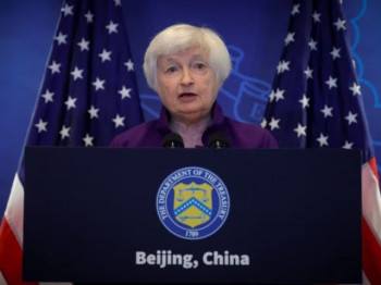 us treasury secretary janet yellen speaks during a press conference at the us embassy in beijing china july 9 2023 reuters