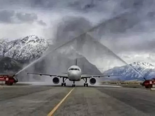 flight received a water cannon welcome upon landing at the airport photo twitter flight received a water cannon welcome upon landing at the airport photo twitter