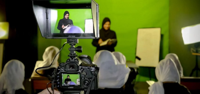 a begum tv presenter delivers educational content to an audience that is primarily women and girls photo courtesy of bow a begum tv presenter delivers educational content to an audience that is primarily women and girls photo courtesy of bow