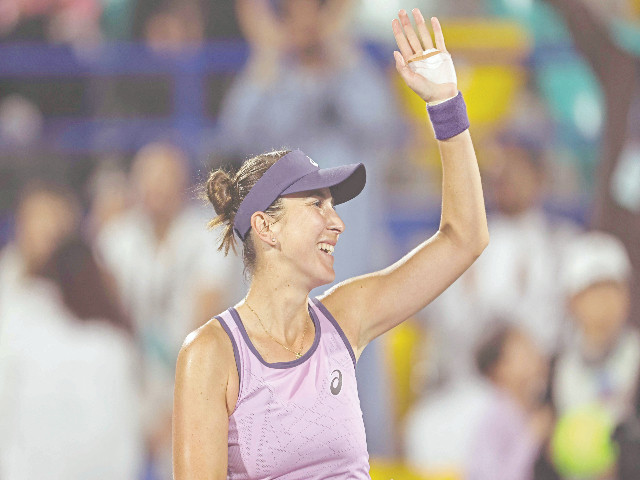 belinda bencic celebrates after defeating ashlyn krueger during the women s final singles match at the abu dhabi open tennis tournament on february 8 photo afp