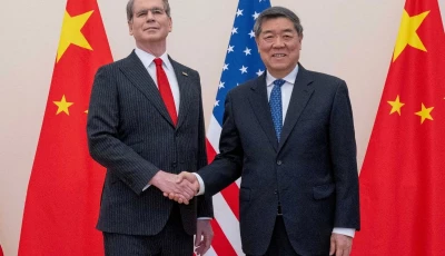 us treasury secretary scott bessent and chinese vice premier he lifeng shake hands during trade talks at oecd headquarters in paris france march 16 2026 photo reuters