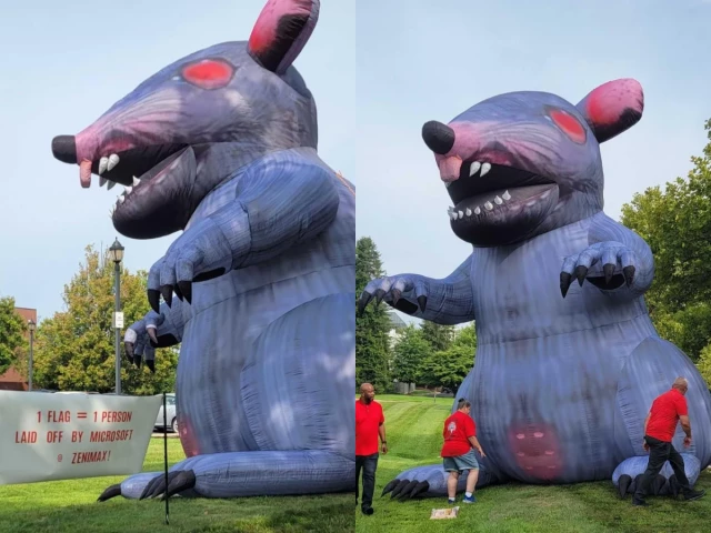 Bethesda developers protest Xbox layoffs with giant inflatable rat at Maryland office
