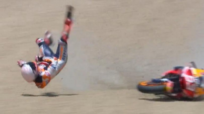 honda s marquez suffers nasty fall honda s marquez suffers nasty fall