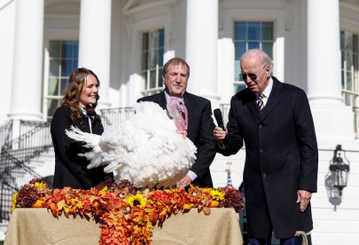 in thanksgiving tradition biden pardons two chatty turkeys