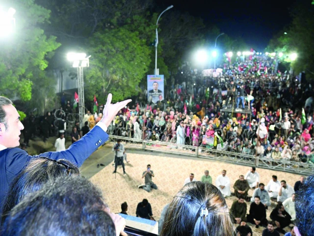 ppp chairman bilawal bhutto zardari gestures during a rally in karachi photo jalal qureshi express