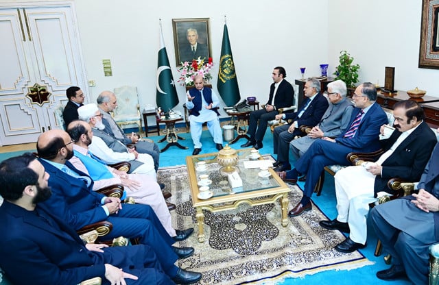 pm shehbaz meets ppp and ji delegations at pm house in islamabad on friday photo pid