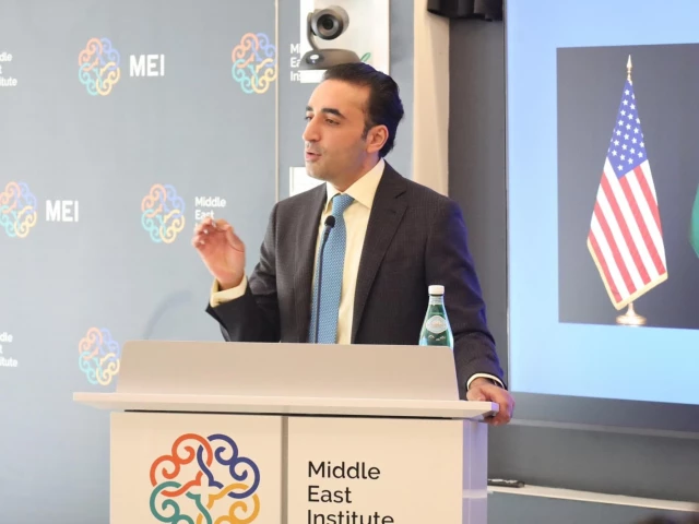 chairman pakistan peoples party and former foreign minister bilawal bhutto zardari addresses the middle east institute in washington on thursday june 5 2025 photo courtesy ppp chairman pakistan peoples party and former foreign minister bilawal bhutto zardari addresses the middle east institute in washington on thursday june 5 2025 photo courtesy ppp