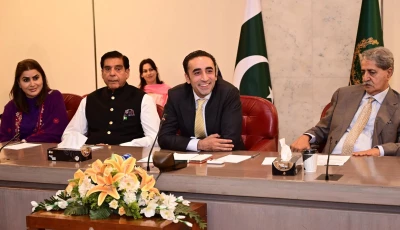 pakistan peoples party chairman bilawal bhutto zardari talks to media representatives at the parliament house on thursday photo x ppp