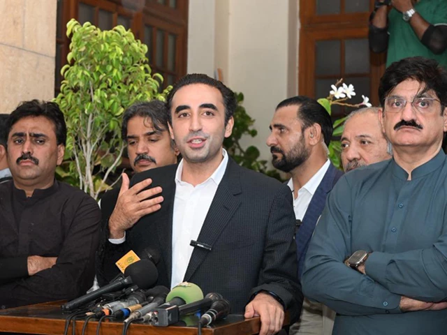 ppp chairman bilawal bhutto zardari speaks to the media during a visit to sukkur on sept 9 photo x ppp