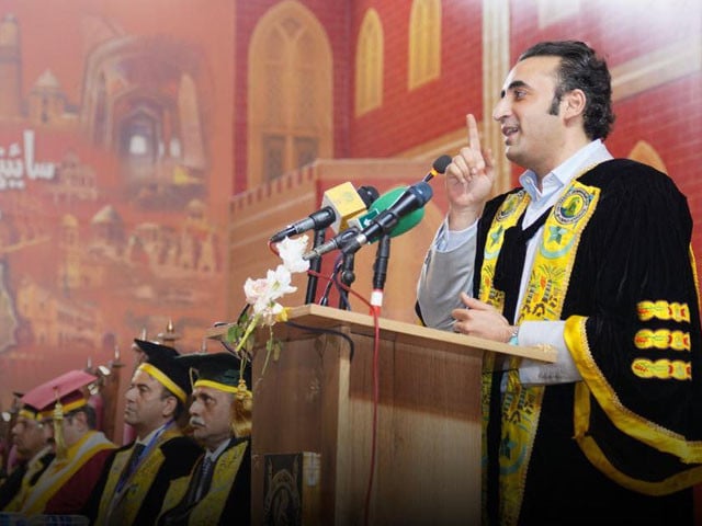 bilawal bhutto zardari addressing graduates at jamshoro university s convocation on december 23 2024 courtesy ppp facebook