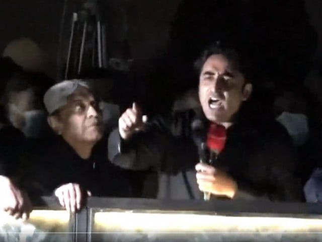 bilawal addresses a rally at d chowk screengrab file bilawal addresses a rally at d chowk screengrab file