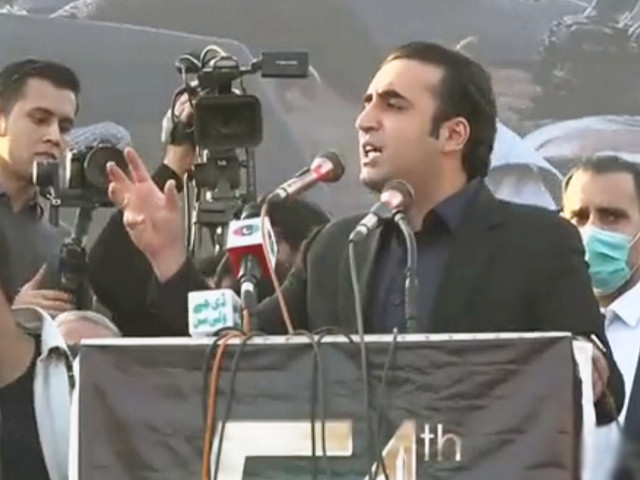 ppp chairman bilawal bhutto addressing a rally in peshawar screengrab