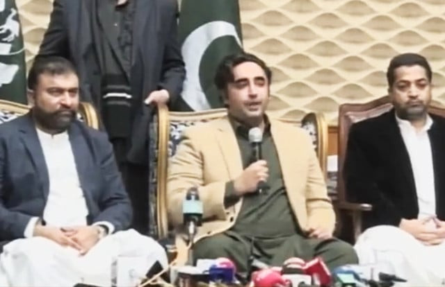 pakistan peoples party ppp chairman bilawal bhutto zardari addressing the media in quetta on saturday march 2 2024 screengrab pakistan peoples party ppp chairman bilawal bhutto zardari addressing the media in quetta on saturday march 2 2024 screengrab