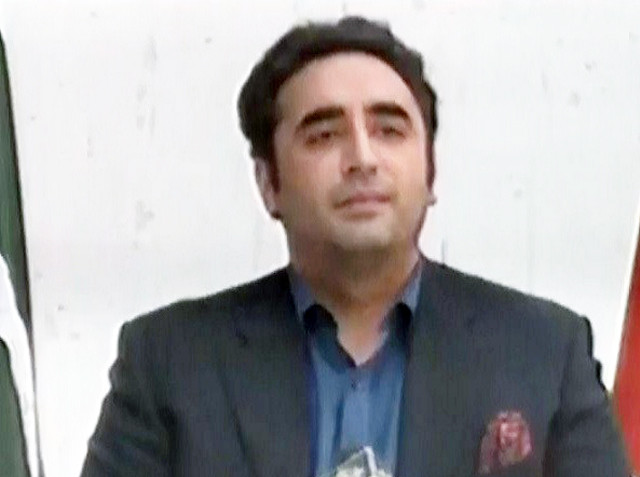 foreign minister bilawal bhutto zardari is addressing a press conference in karachi on october 15 screengrab