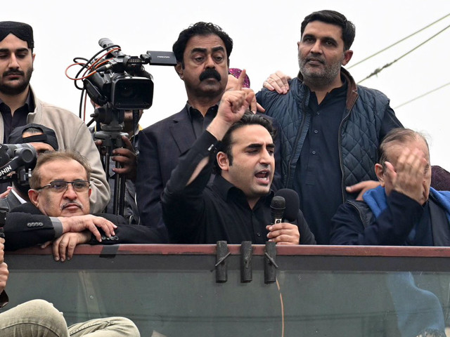 ppp chairman bilawal bhutto zardari addressing an election rally in shikarpur on friday february 2 2024 photo ppp media cell