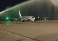 a biman bangladesh airlines aircraft arriving in karachi from dhaka was given water salute by the pakistan airports authority photo express a biman bangladesh airlines aircraft arriving in karachi from dhaka was given water salute by the pakistan airports authority photo express